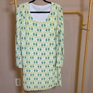 Charming Charlie | Yellow & Green Floral Scoop-Neck Long Sleeve Dress